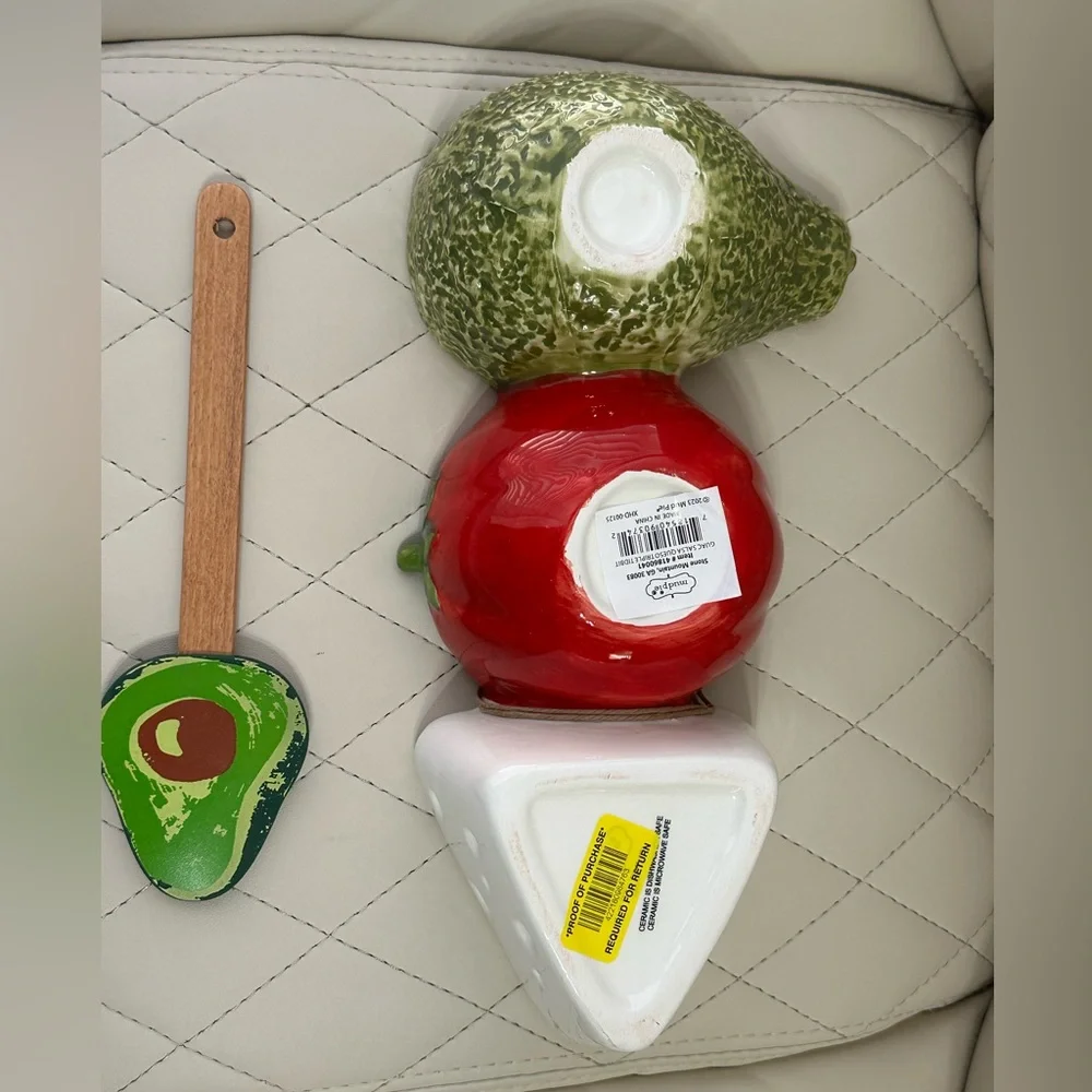 Mud Pie Fiesta Dip Bowl Set hand-painted ceramic triple tidbit dish